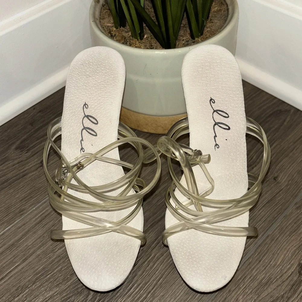 Ellie Platform Clear Strap Heels‎